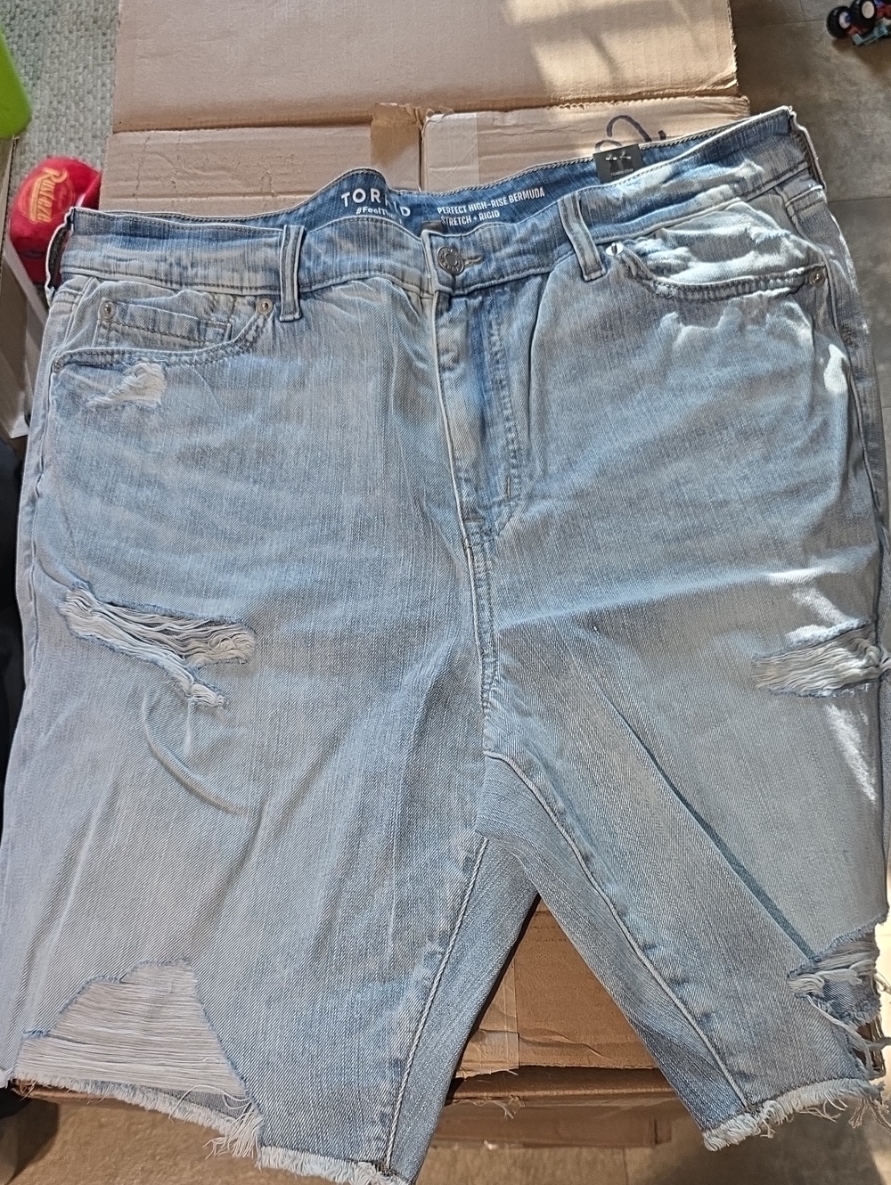 torrid Light Blue Distressed Denim Jean Shorts